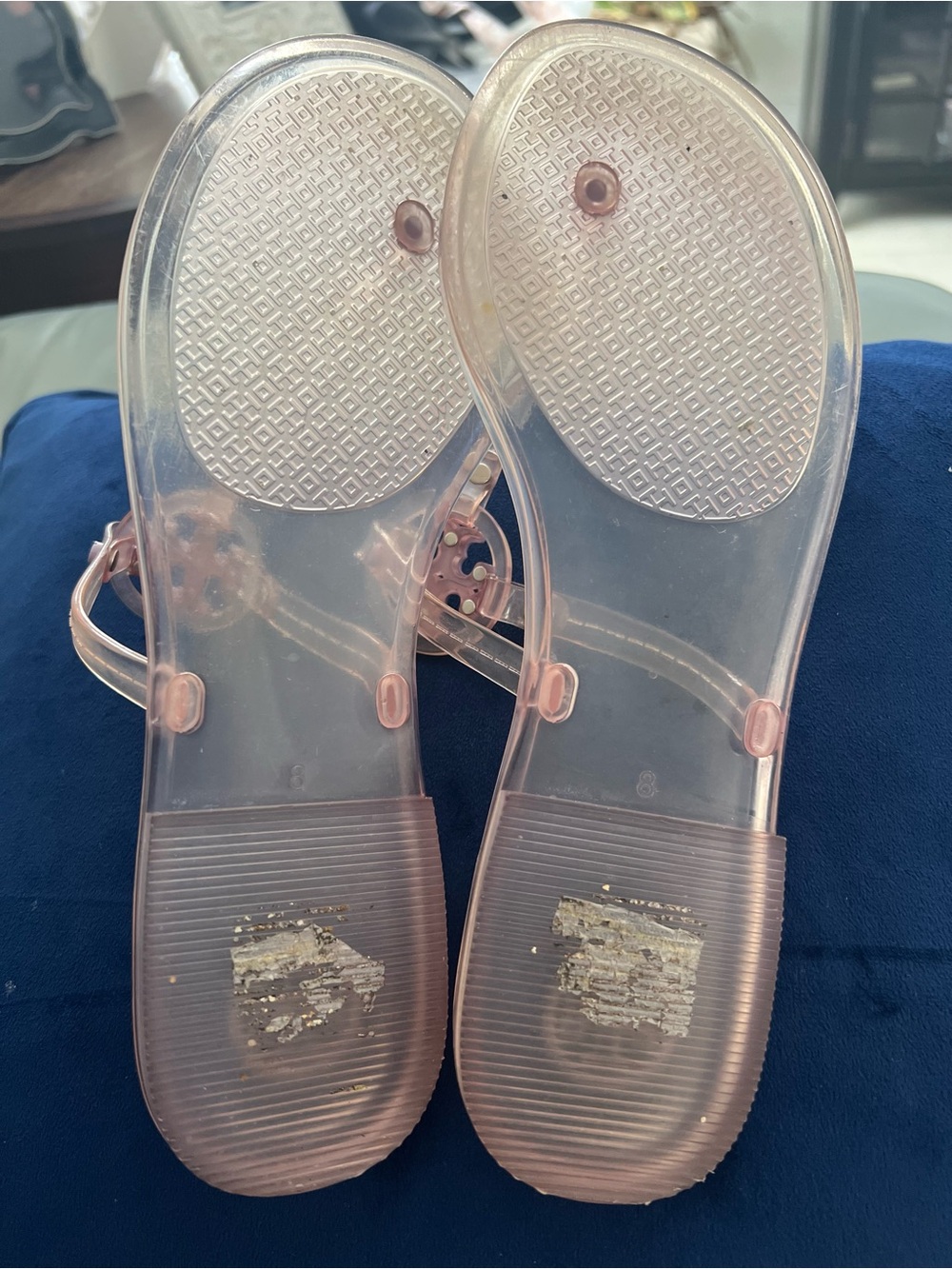 Tory Burch mini Miller Lilac purple Jelly Thong Sandal with Logo Medallion size8 - Picture 5 of 6